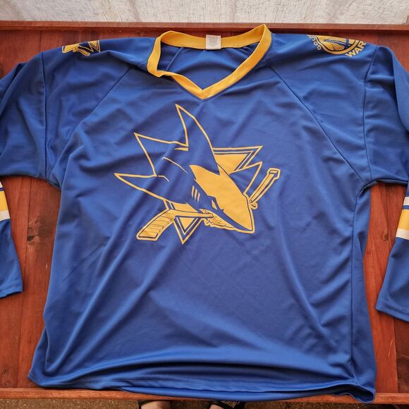 Golden State Warriors NBA x San Jose Sharks NHL Hockey Sweater Jersey SGA XL - Picture 1 of 5
